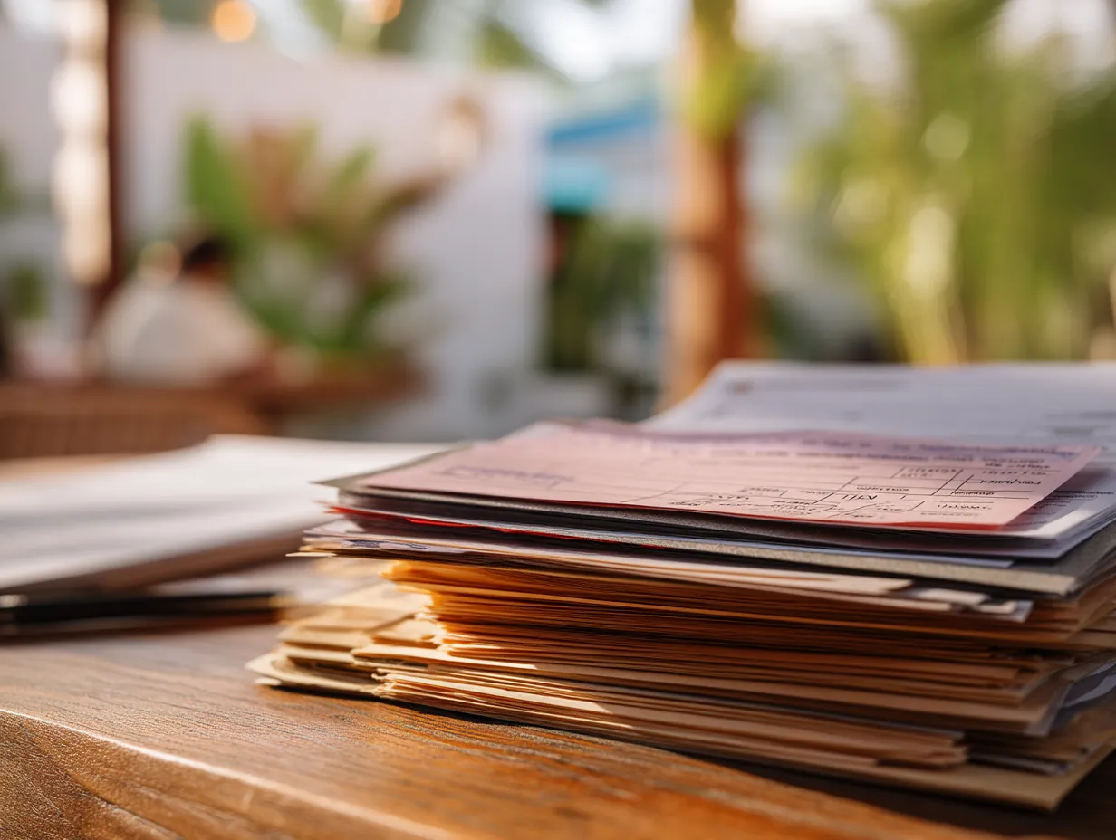 Expat reviewing PT PMA tax, VAT, and legal documents in Bali while preparing LKPM and SPT Tahunan filings