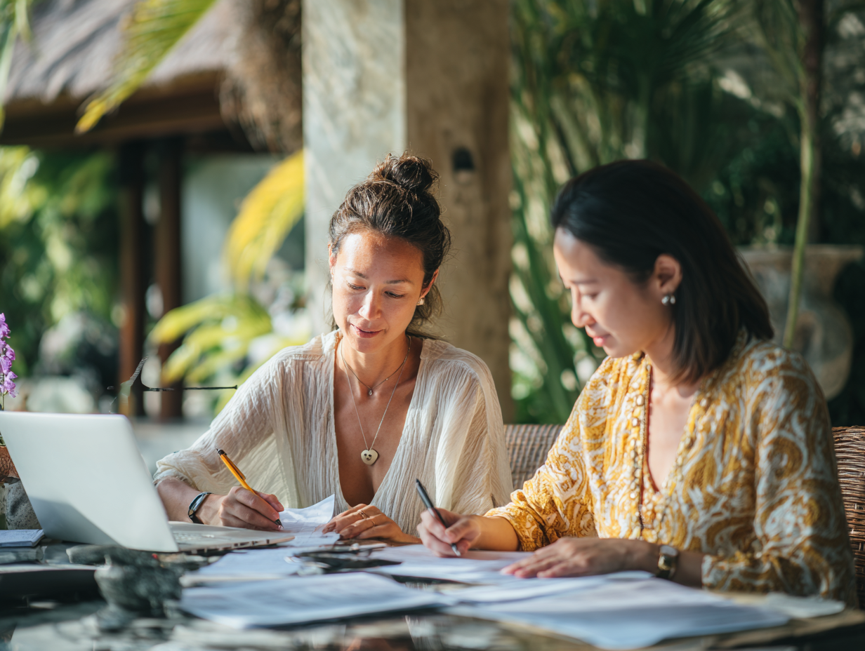 expat villa owner in Ubud working with Bali accountants to digitize records, manage vendor invoices, and solve cash flow problems for business stability.