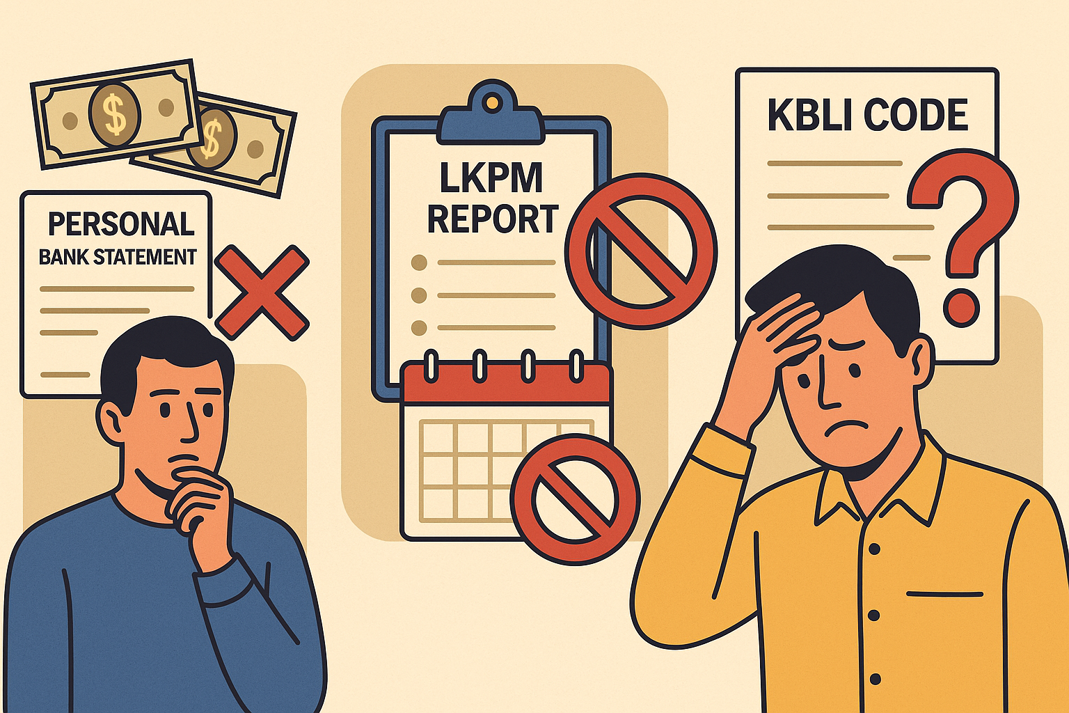Common mistakes by foreigners in Bali PT PMA accounting compliance, such as mixing personal and company funds, missing LKPM quarterly reports, and incorrect KBLI codes
