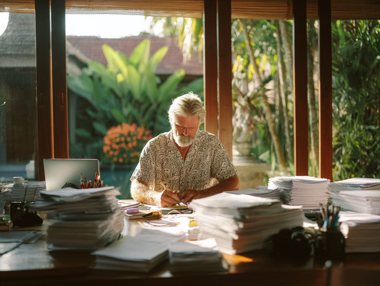 Foreign business owners in Bali struggling with hospitality accounting problems such as missing invoices, mixed personal and business accounts, payroll errors, and late tax deadlines