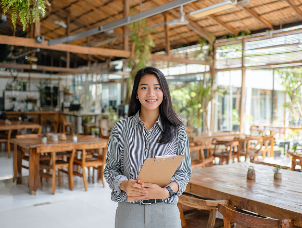 Accountants in Bali organizing receipts, payroll records, and investment documents for PT PMA