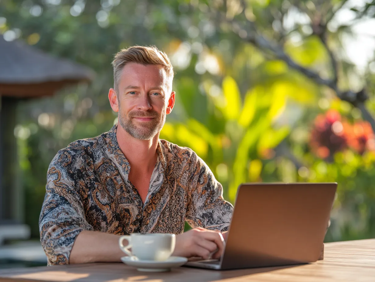 French entrepreneur in Seminyak using a PT PMA compliance guide and consultant to manage taxes and LKPM reporting.