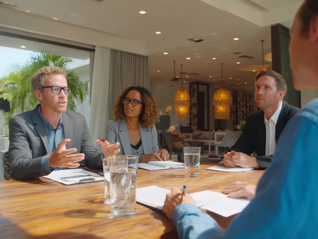 Foreign entrepreneur in Bali reviewing PT PMA VAT documents and Faktur Pajak invoices to ensure 11% PPN tax compliance.