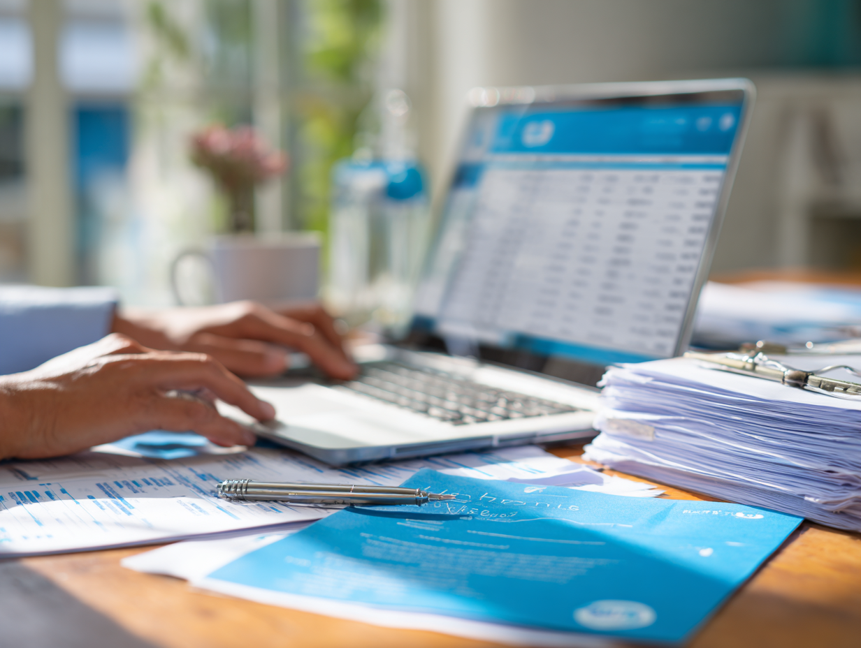  Indonesian accountant in Bali managing payroll step by step—collecting staff salary data, calculating gross and net pay with BPJS deductions, preparing payslips, and filing tax reports to ensure accurate staff payments and build trust