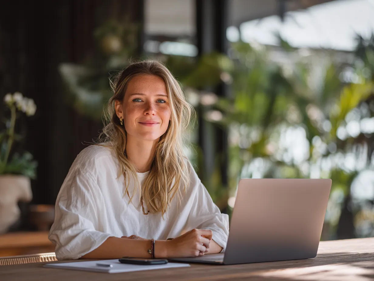 Professional accountant in Bali assisting a foreign entrepreneur with PT PMA bookkeeping, tax compliance, and financial report preparation.