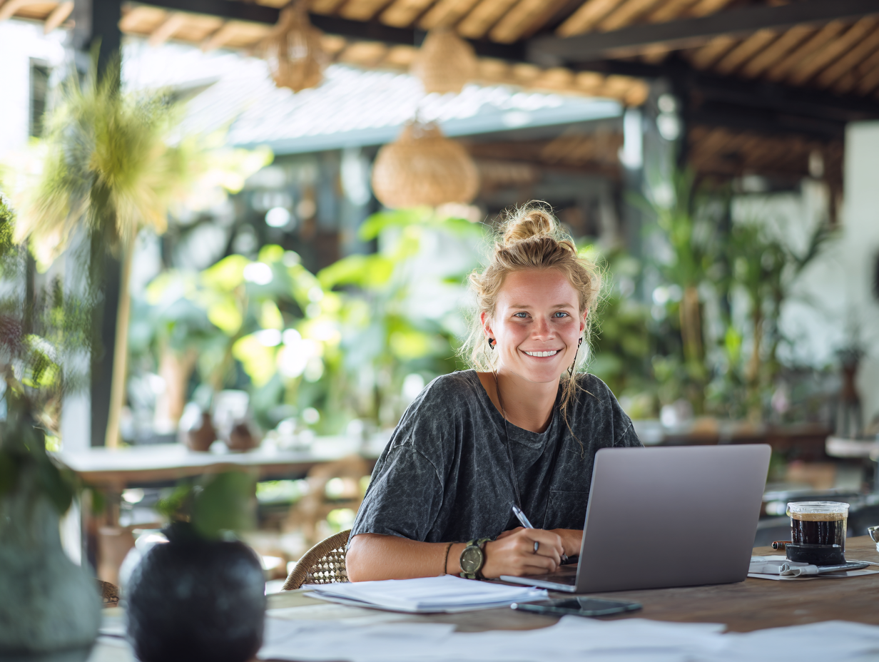 Professional outsourced accounting team in Bali working together on laptops, showing how outsourcing bookkeeping and tax services saves time, reduces stress, and ensures compliance for expat businesses.