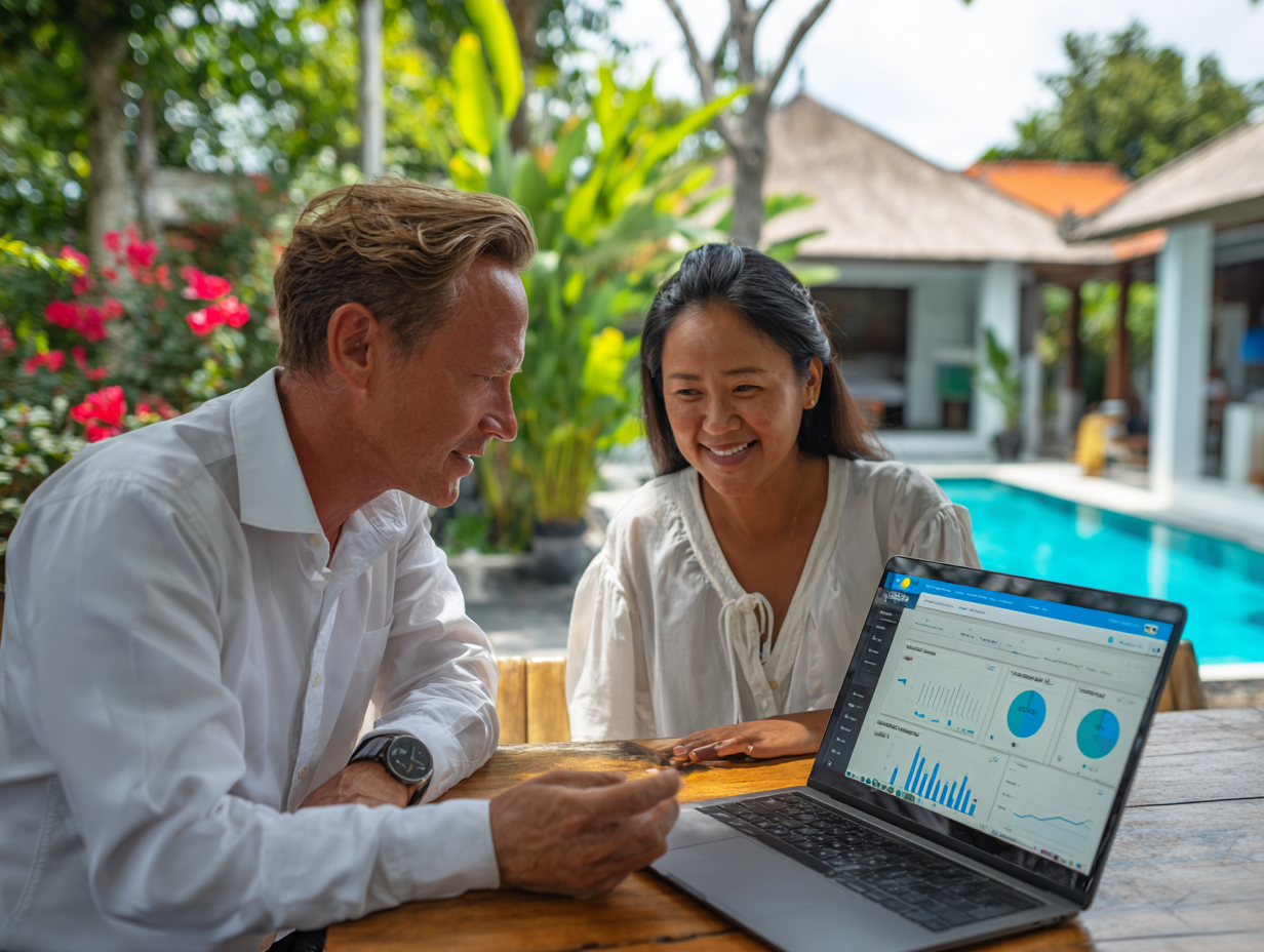 British expat couple in Uluwatu Bali succeeding with PT PMA villa business after accounting support corrected KBLI codes and compliance