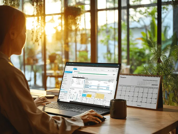 Indonesian freelance designer using Coretax system to file UMKM tax online after Bali Business Consulting webinar on digital reporting compliance