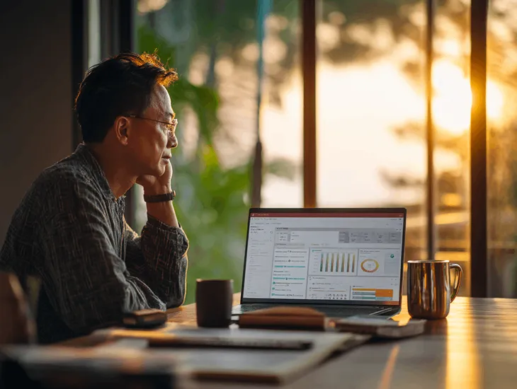 PT PMA business owner in Bali preparing accounting software for Coretax integration and DJP Online digital tax reporting under OECD standards