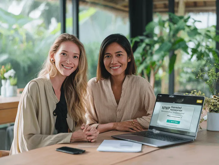  Foreign job seeker in Bali consulting a tax lawyer to fix NPWP registration issues and link data to PT PMA payroll.