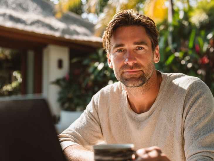 French entrepreneur in Bali consulting with HR experts to register BPJS for hotel staff, ensuring PT PMA compliance and employee health coverage.