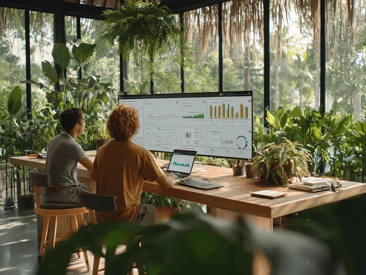 PT PMA owner in Bali reviewing Indonesia’s 2026 APBN budget chart showing education, infrastructure, and health allocations—illustrating how corporate tax payments support national development and teacher funding