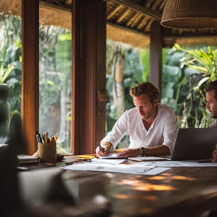 Italian entrepreneur managing PT PMA design studio in Bali using DJP Coretax 2026 for VAT reporting and tax compliance
