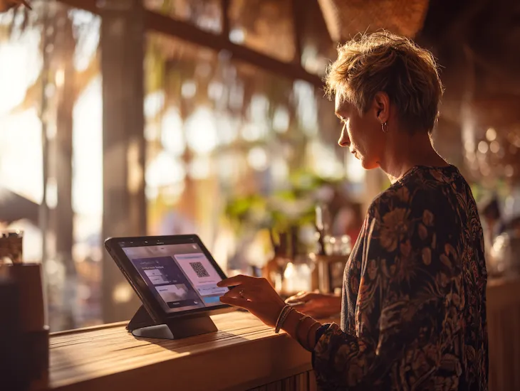 Foreign entrepreneurs in Bali managing PT PMA integrate e-wallets like GoPay, OVO, and DANA with Coretax for accurate QRIS tax reporting and VAT compliance 💼📲