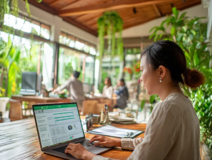 Japanese PT PMA owner in Denpasar updating accounting software and submitting digital VAT reports under PMK 62/2025 via Coretax 2026