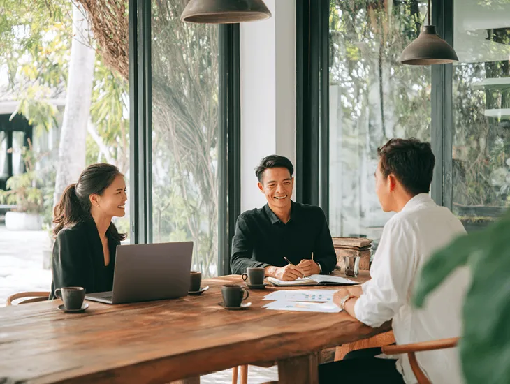 PT PMA investor in Bali consulting with PASTI Task Force officers to verify financial compliance and prevent tax fraud under Ministry of Finance rules 💼