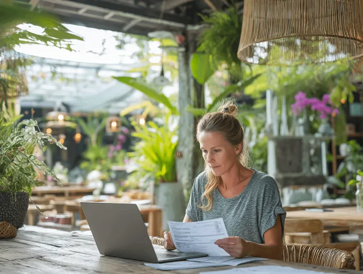 Input Tax Credit Verification 2026 – Accountant verifying tax payment slips for cross-border software services and valid billing codes.