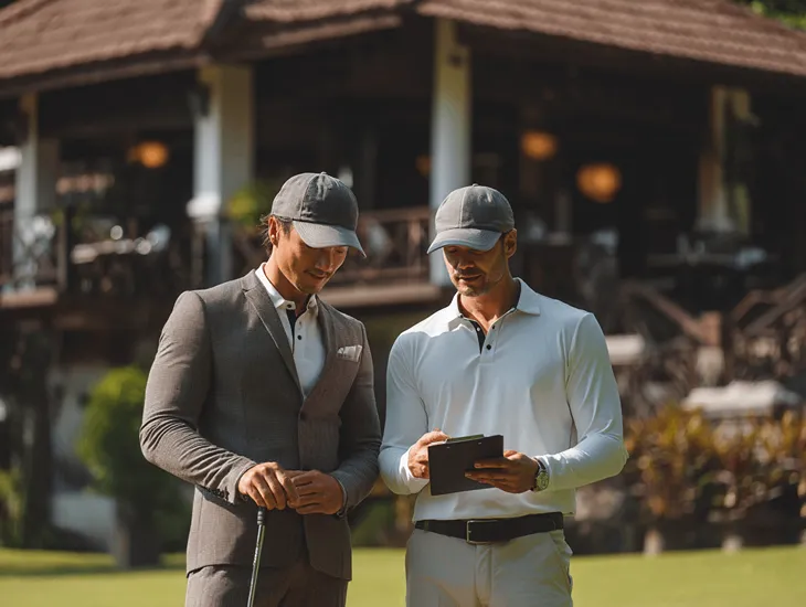 PT PMA owner in Bali meeting with accountant to review Indonesia entertainment tax rules and golf-related expenses for accurate VAT and compliance reporting