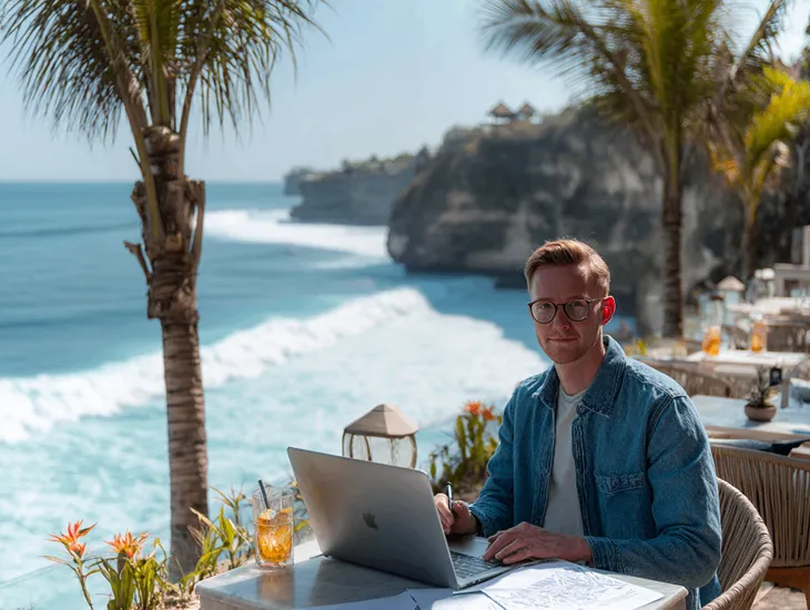 Foreign PT PMA owner in Bali checking Coretax DJP Online dashboard to resolve “unfiled” annual tax return status and verify digital receipt