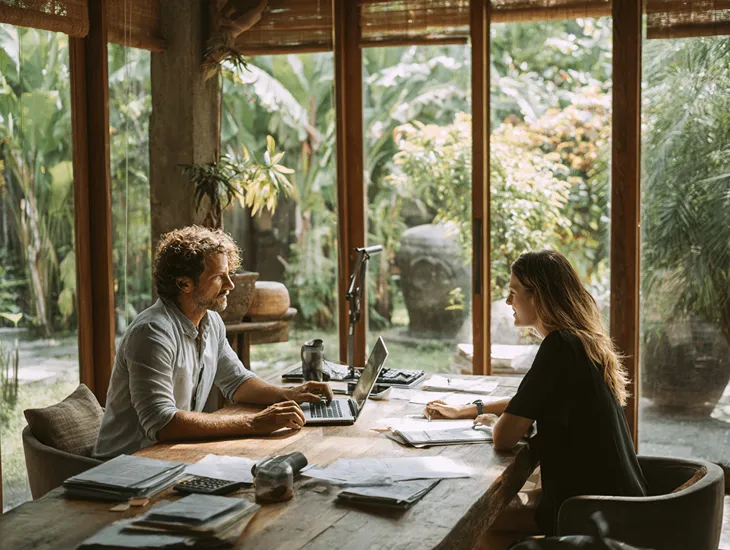 Foreign PT PMA owner in Bali consulting with tax advisor to resolve non-refundable overpaid tax issues and ensure Coretax DJP Online refund compliance under Indonesia’s fiscal regulations