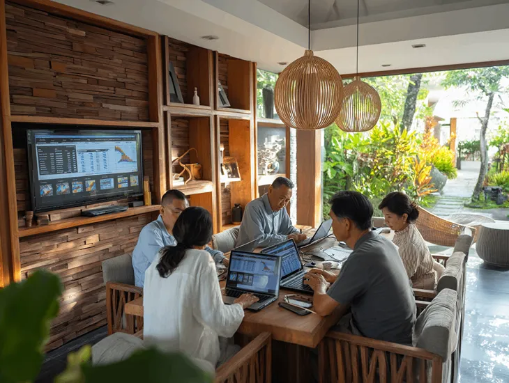 PT PMA owner in Bali meeting with tax consultant to correct missing withholding tax on contractor payments and reduce audit penalties