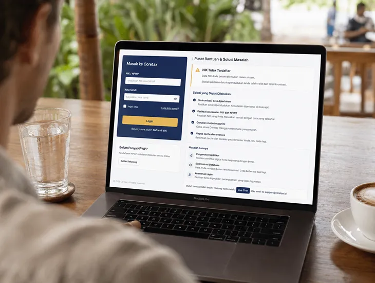 Coretax Troubleshooting 2026 – Registration error fixes, NIK/NPWP database synchronization, and login security in Indonesia
